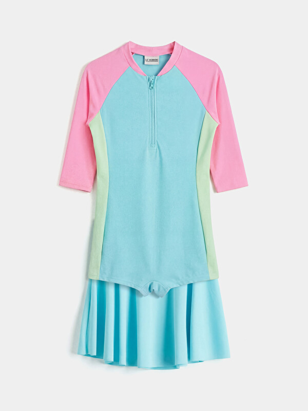 LCW Kids UV Protected Girls' Skirted Swimsuit
