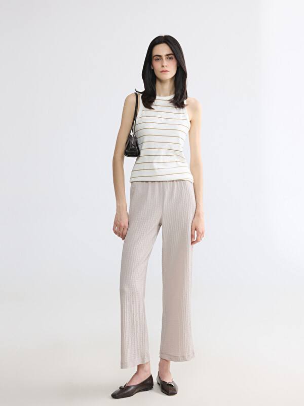 LCW EVERYDAY Elastic Waist Textured Women's Trousers