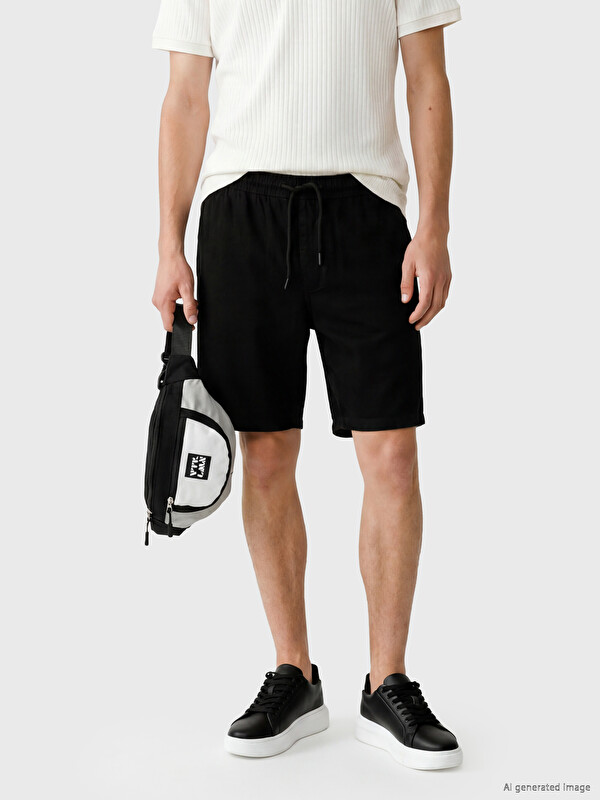 LCW Jeans Man Black Denim Shorts