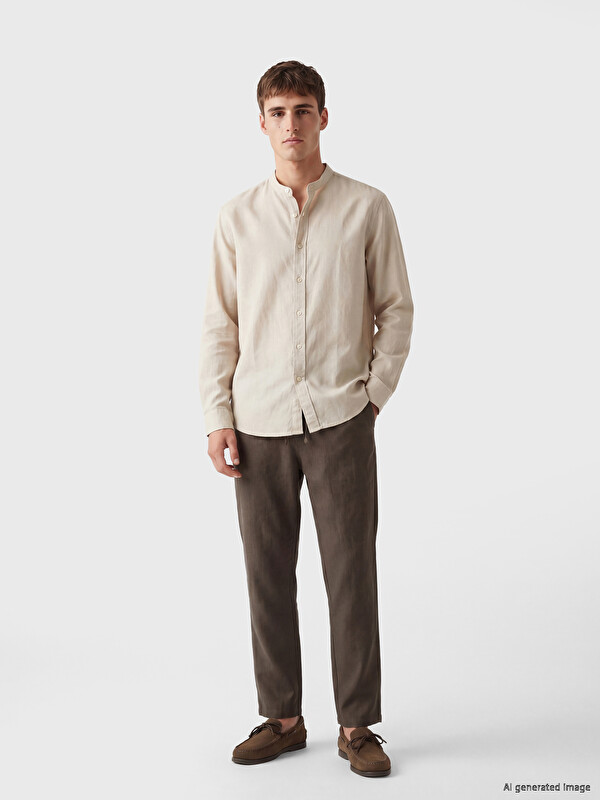 LCW Vision Regular Fit Erkek Keten Görünümlü Pantolon