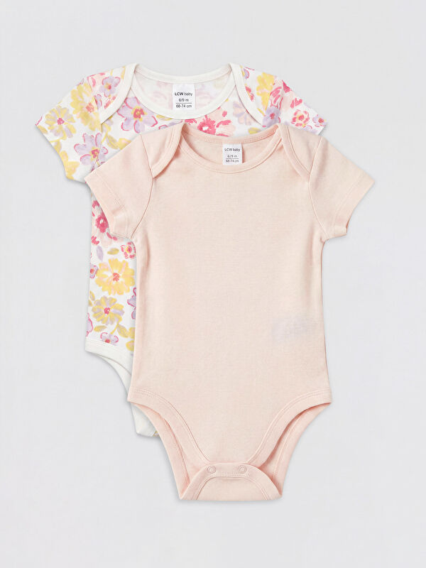 LCW baby 2'li Bisiklet Yaka Kız Bebek Çıtçıtlı Body