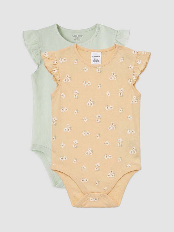 LCW baby Fırfırlı Kız Bebek Çıtçıtlı Body 2'li