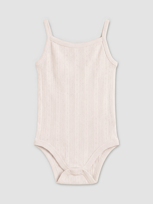 LCW baby Askılı Ajurlu Kız Bebek Çıtçıtlı Body