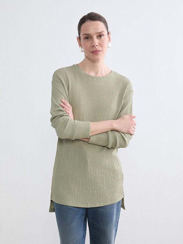 LCWAIKIKI Classic Crew Neck Textured Women's Tunic