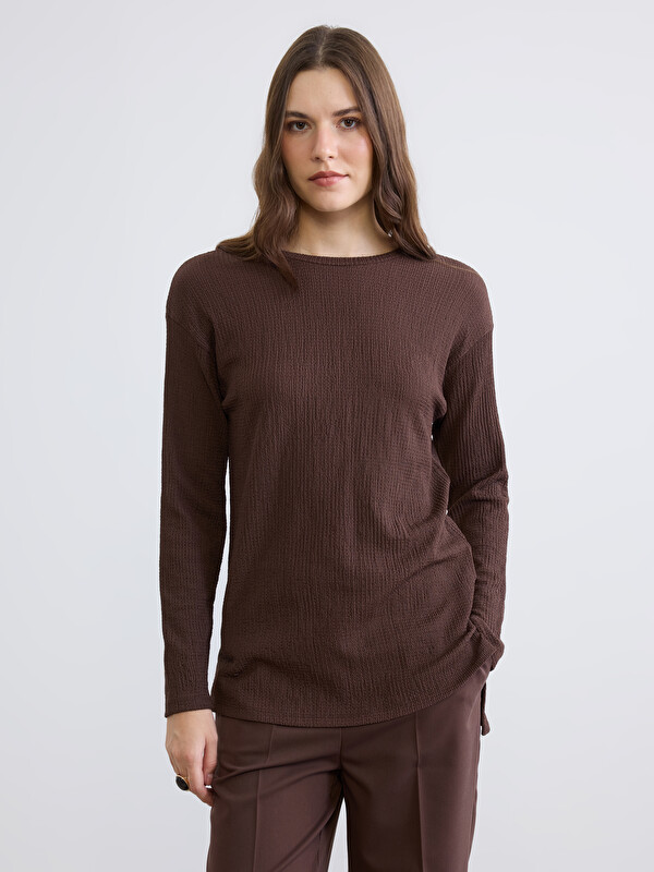 LCWAIKIKI Classic Crew Neck Textured Women's Tunic