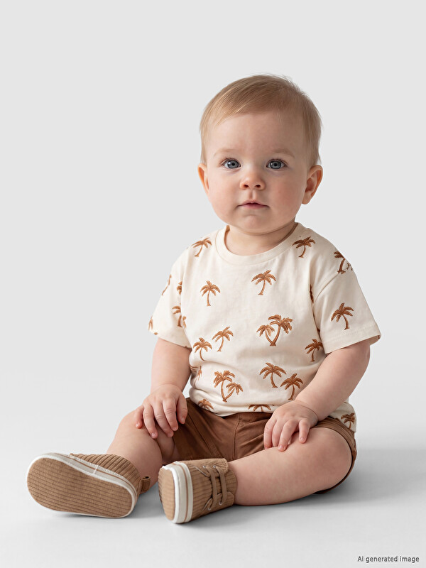 LCW baby Palm Patterned Baby Boys' Shorts Set