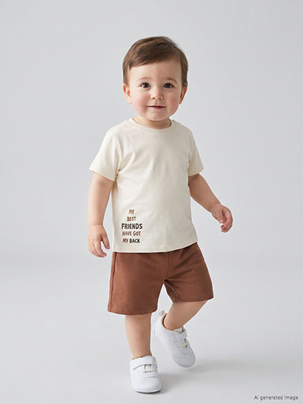 LCW baby Baskılı Erkek Bebek Şortlu Takım