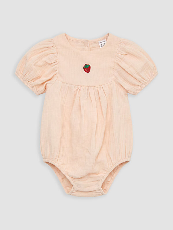 LCW baby Nakışlı Kız Bebek Müslin Çıtçıtlı Body