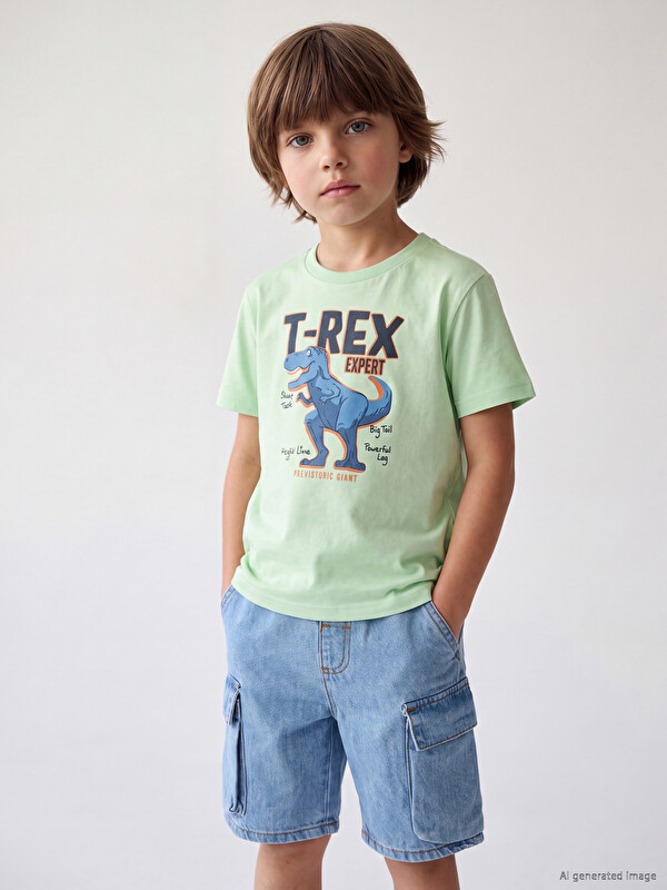 LCW Kids Crew Neck Printed T-Shirt for Boys