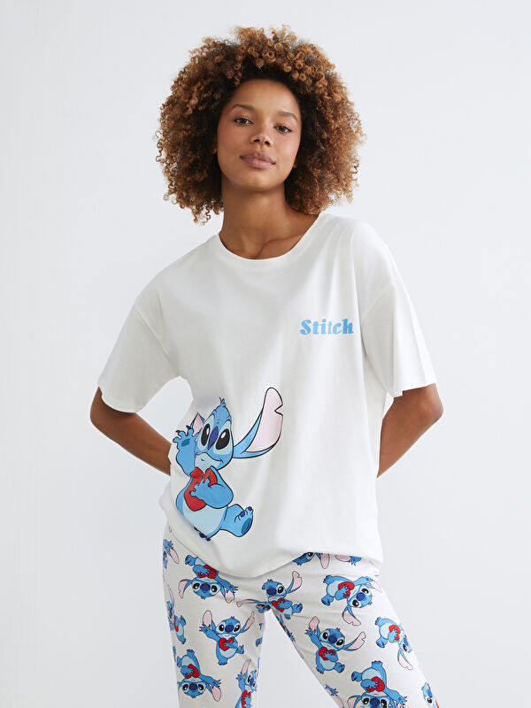 LCW Young Bisiklet Yaka Stitch Baskılı Kadın Pijama Takım