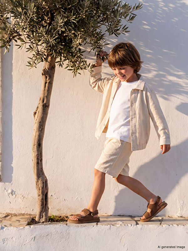 LCW Kids Beli Lastikli Keten Karışımlı Erkek Çocuk Şort