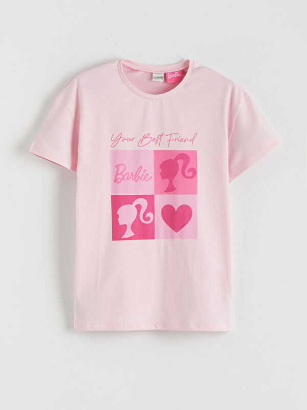 LCW Kids Crew Neck Barbie Printed Girls' T-Shirt