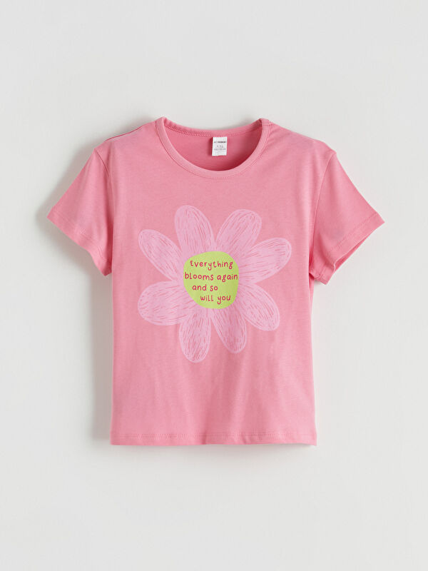 LCW Kids Crew Neck Printed Girls' T-Shirt