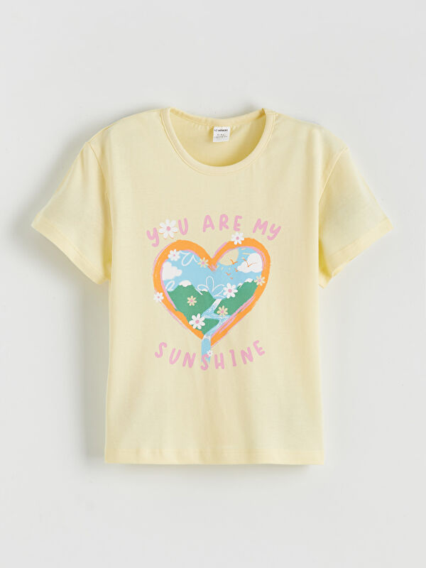 LCW Kids Crew Neck Printed Girls' T-Shirt