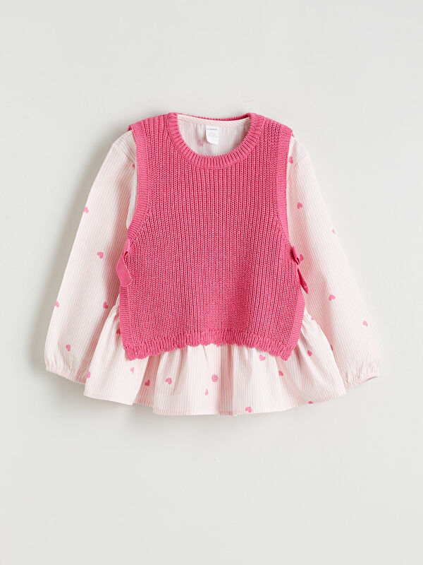 LCW Kids Baskılı Poplin Kız Çocuk Gömlek ve Süveter