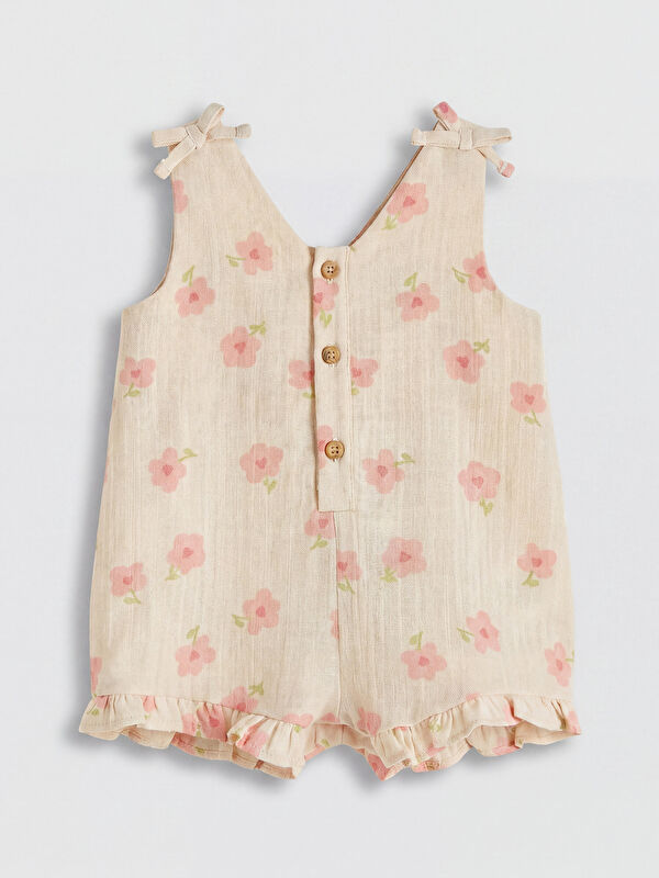 LCW baby Çiçekli Kız Bebek Müslin Tulum