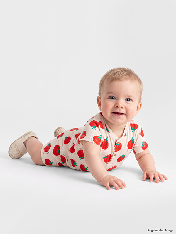 LCW baby Domates Baskılı Erkek Bebek Tulum