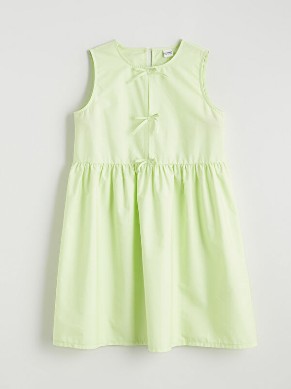 LCW Kids дөңгелек жағалы бантигі бар қыздарға арналған көйлек