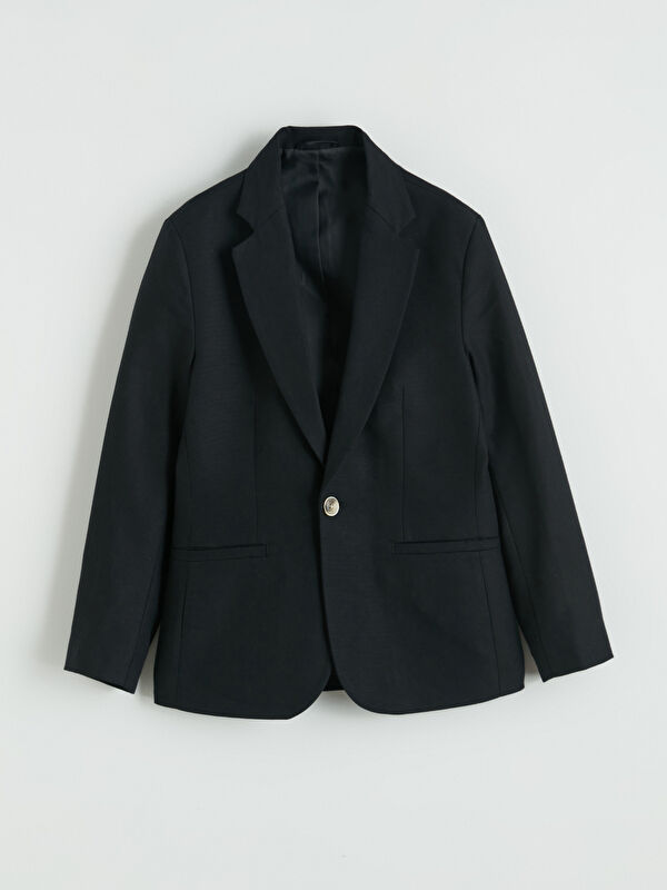 LCW Kids Keten Görünümlü Erkek Çocuk Blazer Ceket