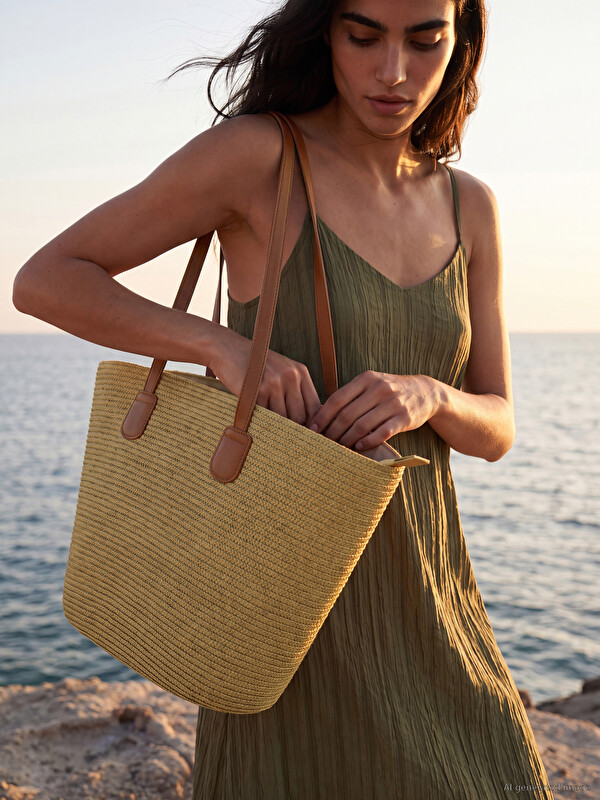 LCW ACCESSORIES Kadın Hasır Plaj Çantası
