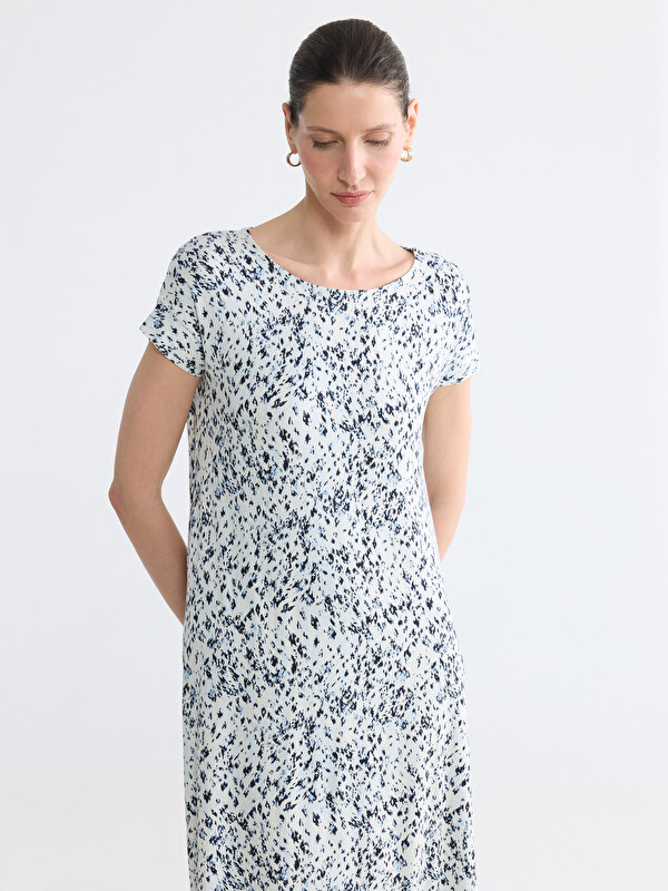 LCW Grace Crew Neck Patterned A-Line Dress