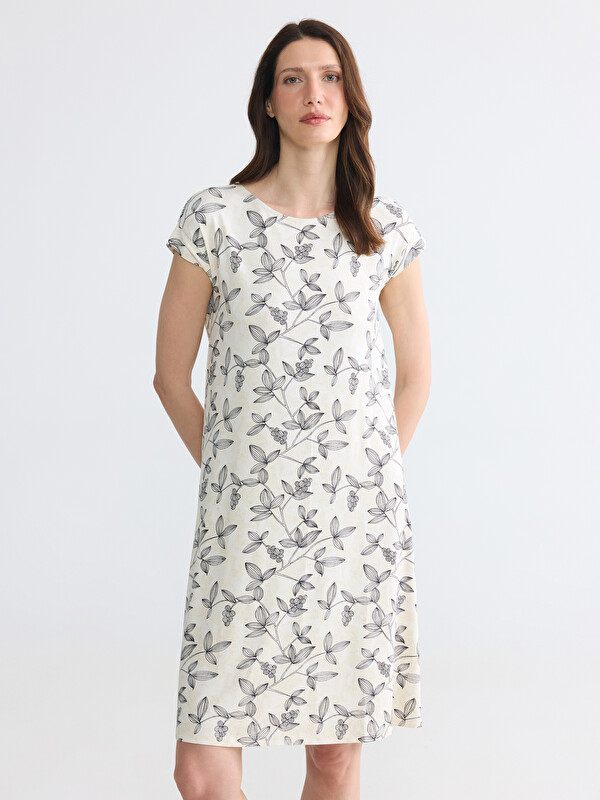 LCW Grace Crew Neck Floral A Form Dress