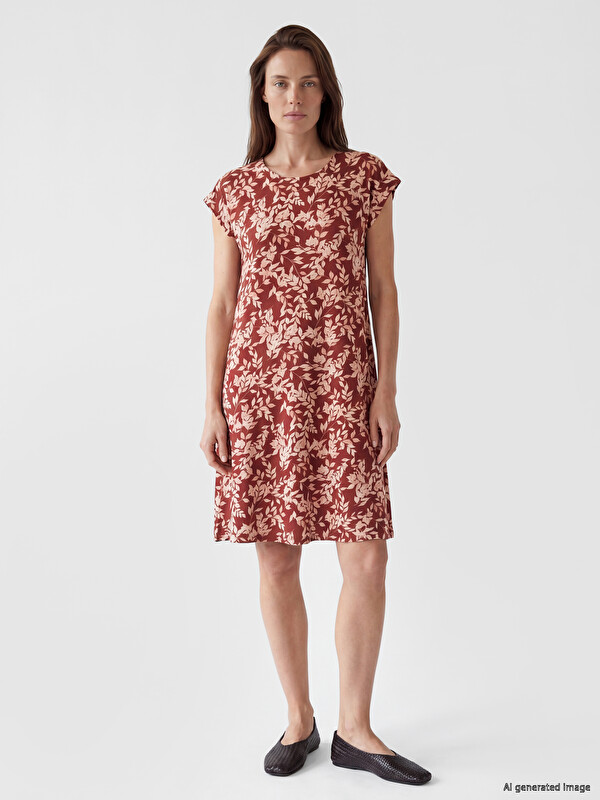 LCW Grace Crew Neck Floral Dress