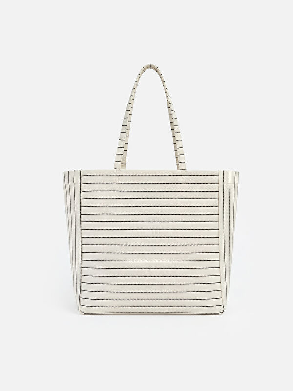 LCW ACCESSORIES жолақты кенеп әйелдер иық сөмкесі