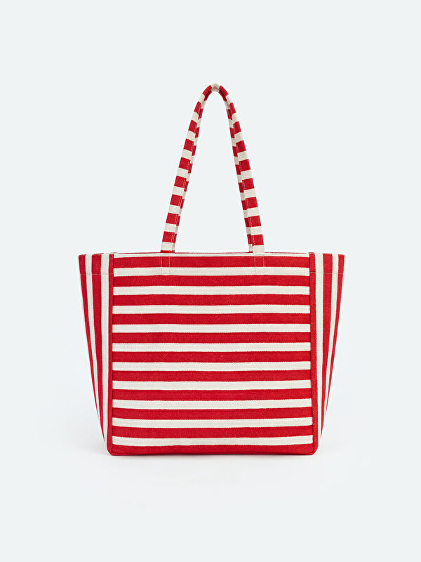 LCW ACCESSORIES Gestreifte Leinwand Damen Schultertasche