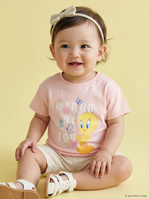 LCW baby Tweety Lisanslı Kız Bebek Takım