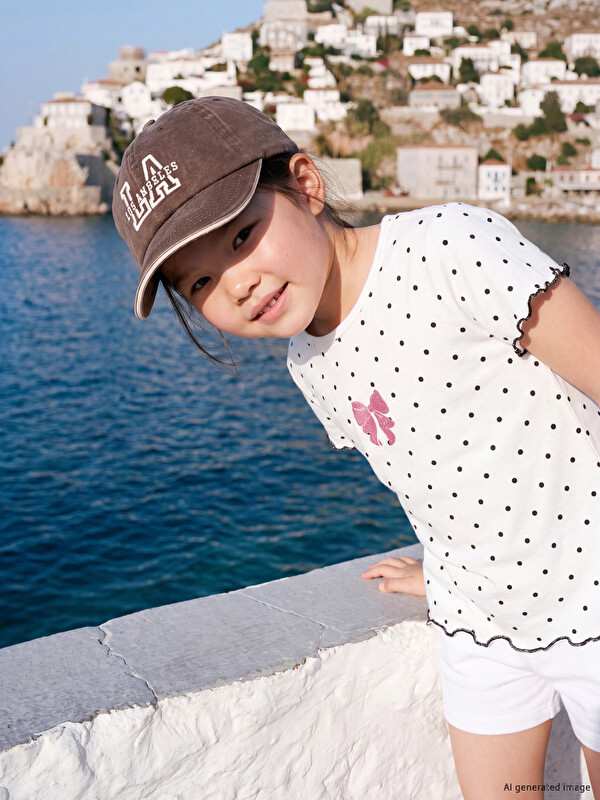 LCW Kids Crew Neck Polka Dot Printed Girls' T-Shirt