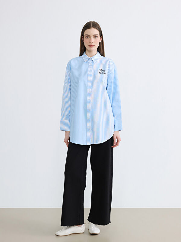 LCW Modest Embroidered Detailed Striped Women's Shirt Tunic