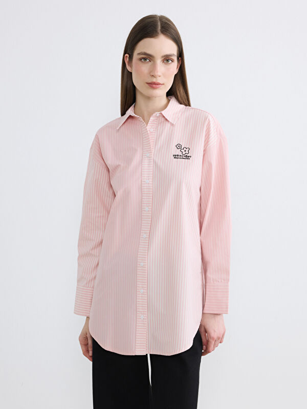 LCW Modest Striped Oversize Women's Shirt Tunic
