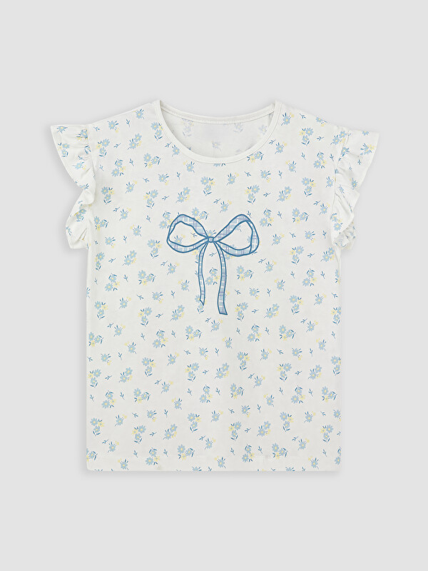 LCW Kids Printed Ruffled Girls' T-Shirt