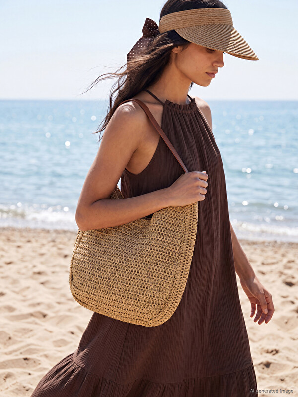 LCW ACCESSORIES тоқылған өрнекті әйелдер жағажай сөмкесі