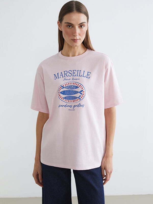 LC WAIKIKI Marseille Baskılı Oversize Kadın Tişört