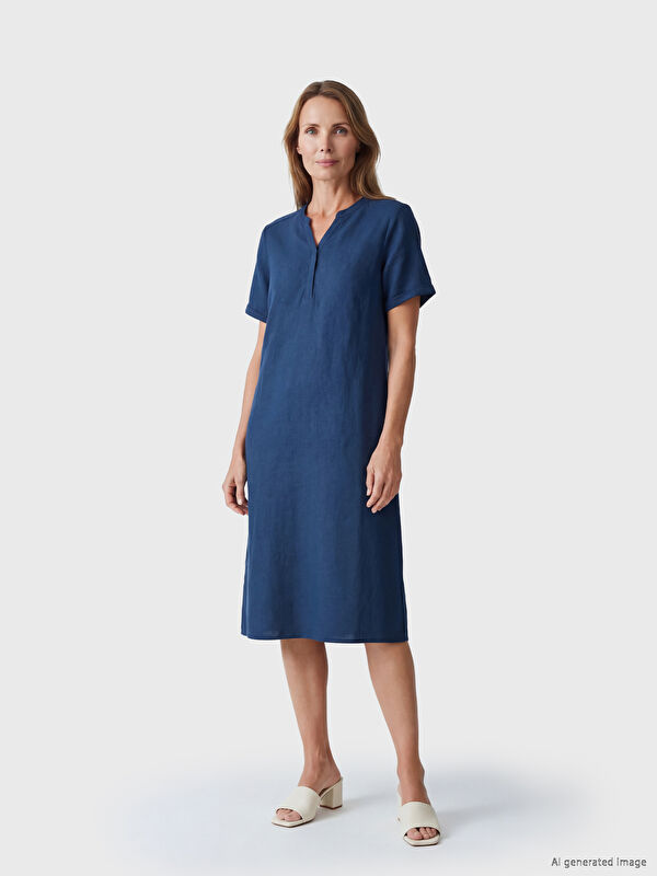LCW Grace Kleid aus Leinenmischung mit Kerbausschnitt