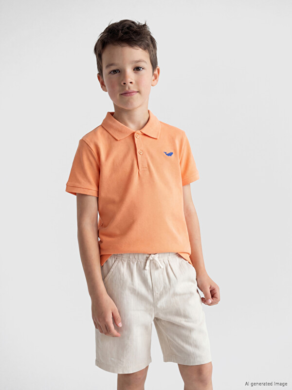 LCW Kids Polo Collar Embroidered Boys' T-Shirt