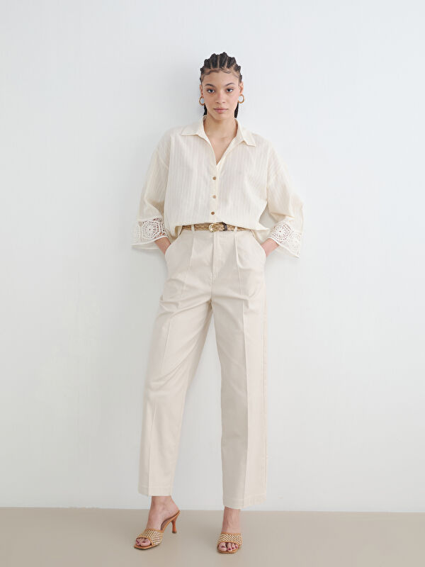 LCW Vision Belted Loose Fit Women's Pleated Trousers