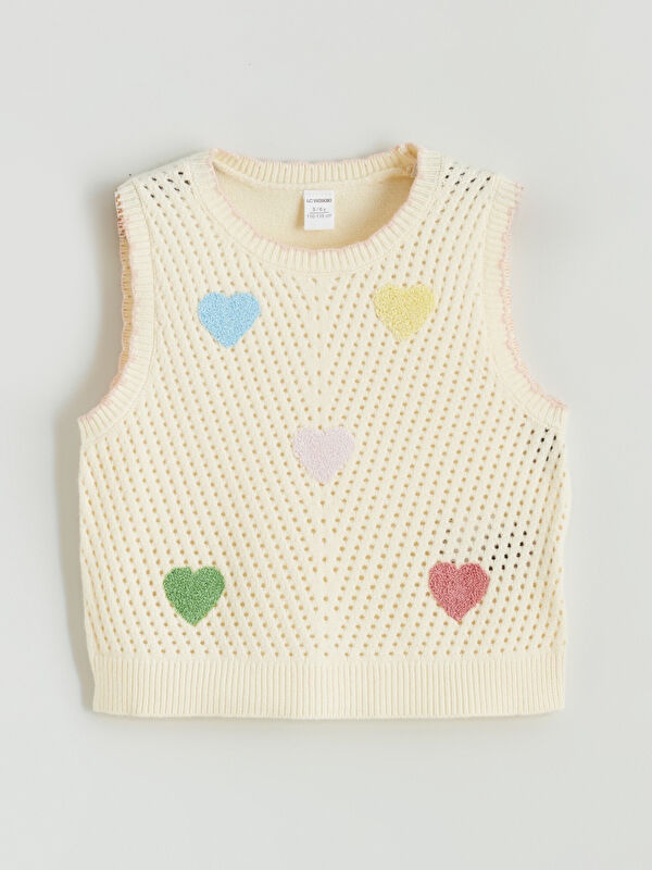 LCW Kids Girls' Knit Sweater with Heart Embroidery