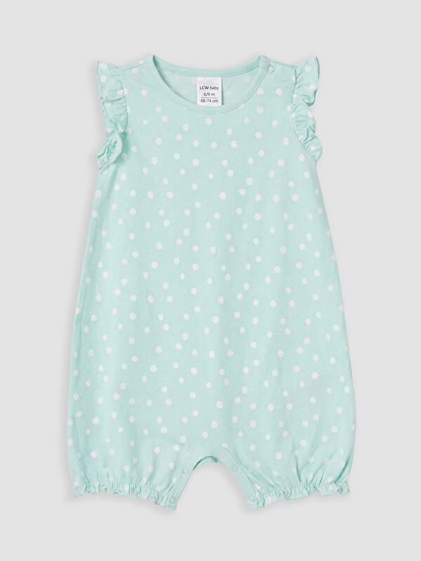 LCW baby Bisiklet Yaka Puantiyeli Fırfırlı Kız Bebek Tulum