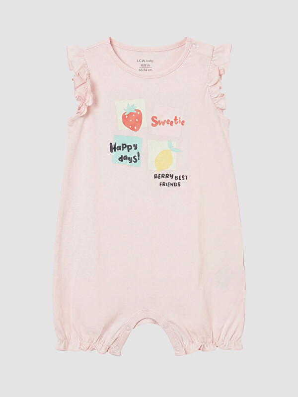 LCW baby Bisiklet Yaka Fırfırlı Baskılı Kız Bebek Tulum