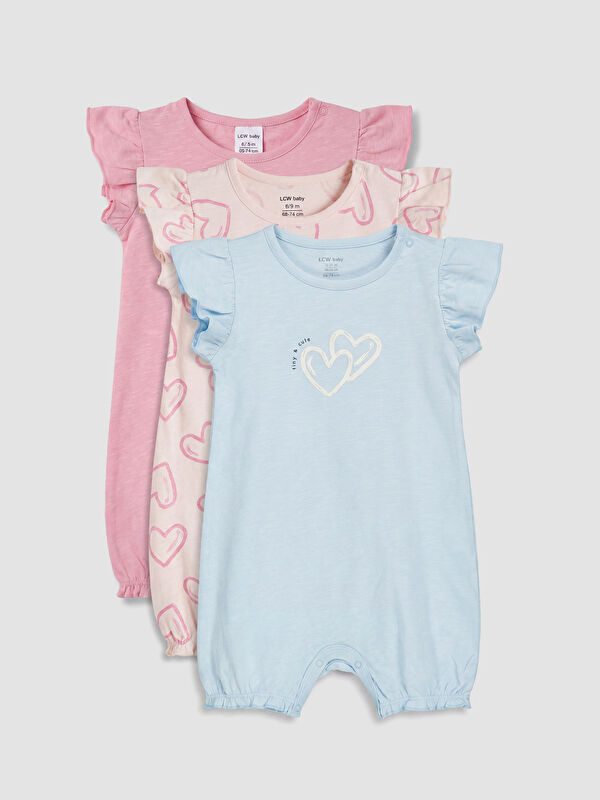 LCW baby Kız Bebek Fırfırlı 3'lü Tulum