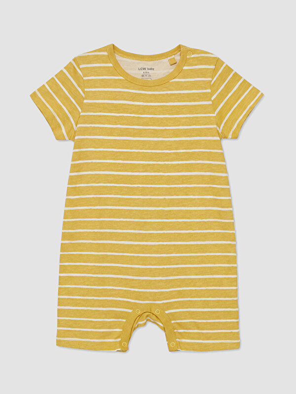 LCW baby Bisiklet Yaka Çizgili Erkek Bebek Tulum