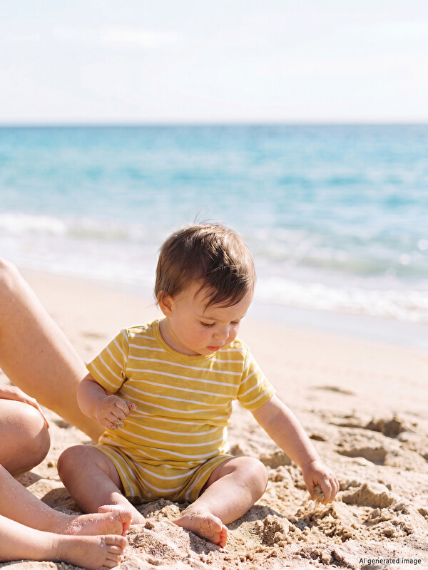 LCW baby Bisiklet Yaka Çizgili Erkek Bebek Tulum