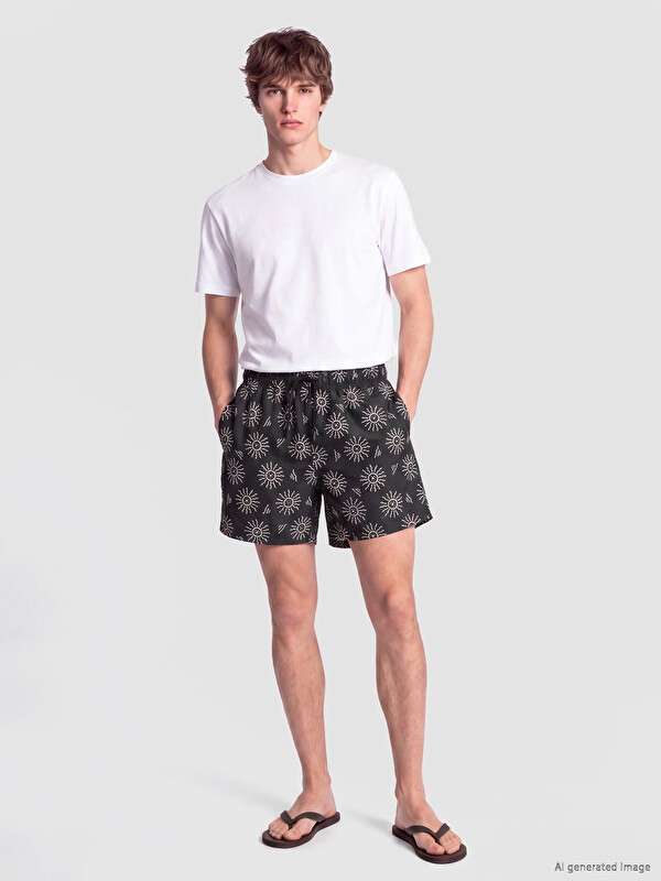 LCW SWIMWEAR Kısa Boy Desenli Erkek Deniz Şortu