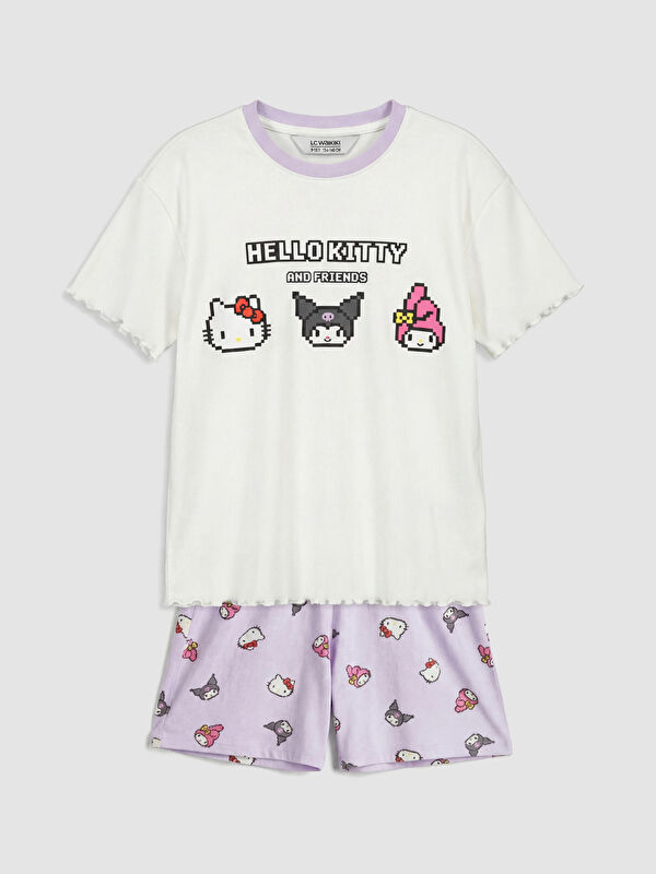 LCW Kids Hello Kitty Printed Crew Neck Girls' Pyjamas Set