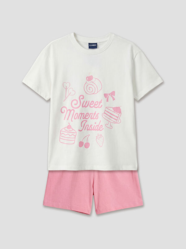 LCW Kids Girl ECRU Shortie Pyjama Set