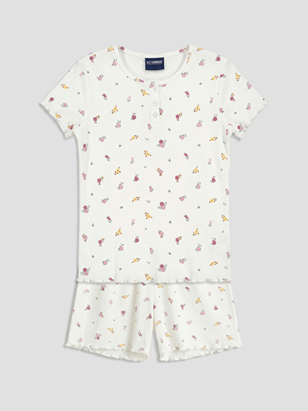 LCW Kids Girl ECRU Shortie Pyjama Set