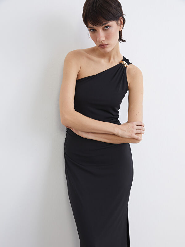 LCW Vision فستان أسود امرأة